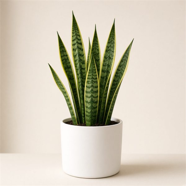Espada-de-são-jorge em vaso cilíndrico branco